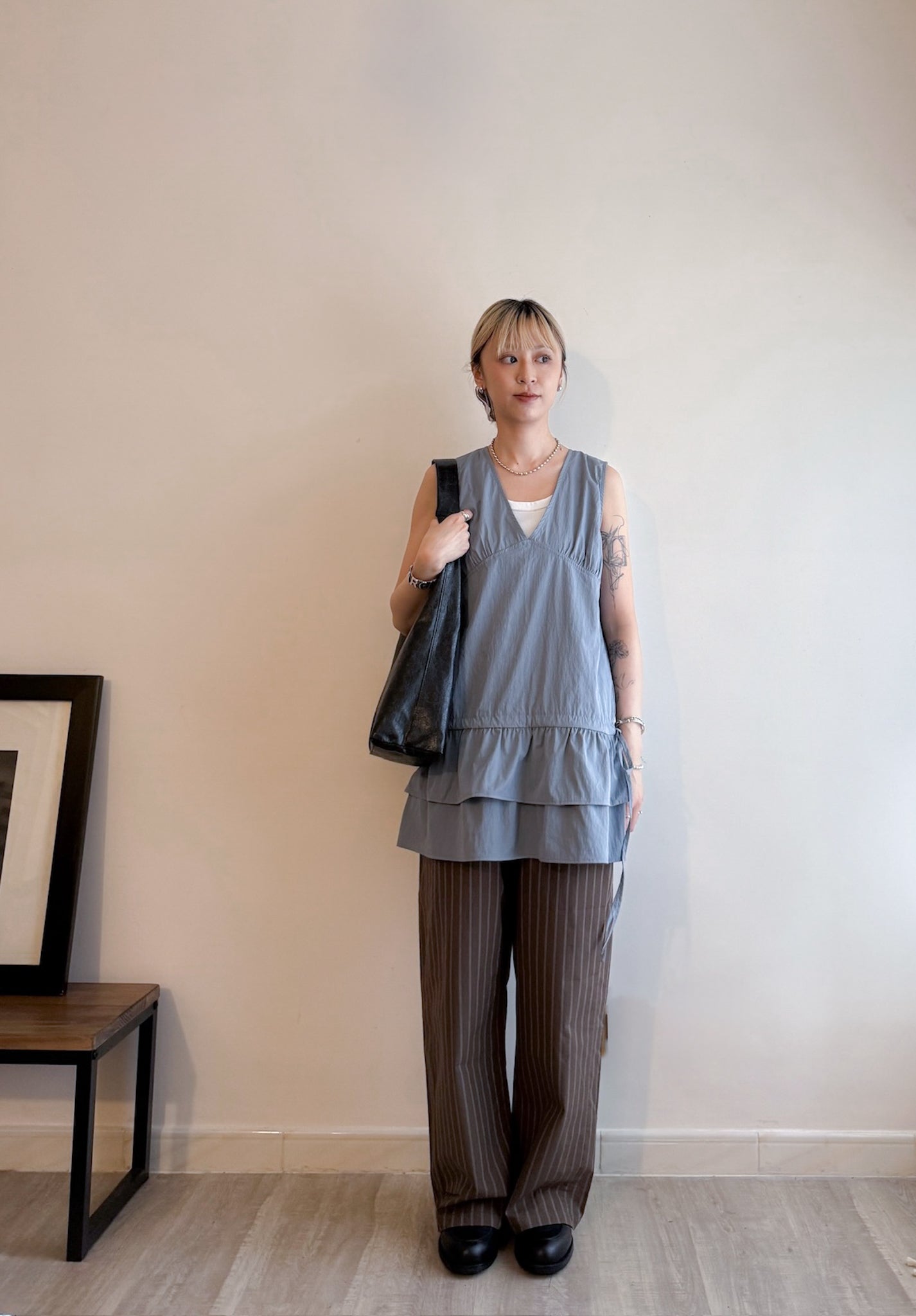 summer striped wide pants(black/brown) 現貨