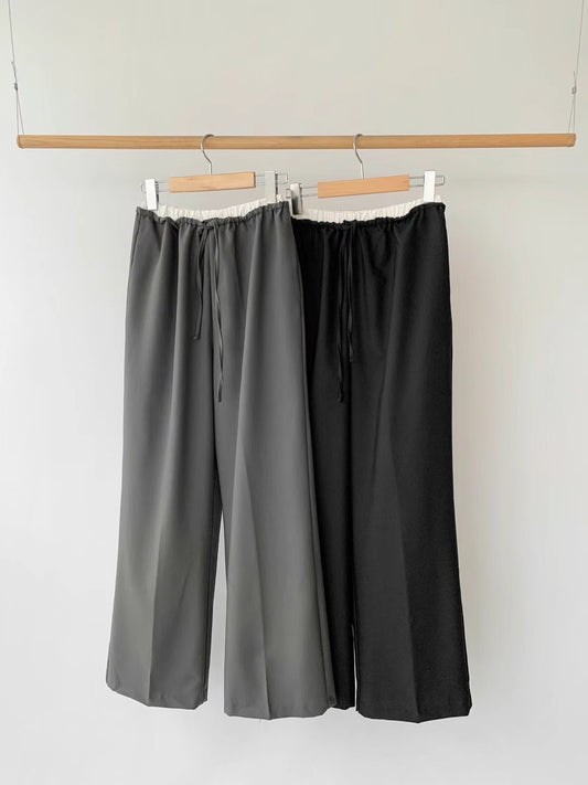 double waist pants(grey/black)