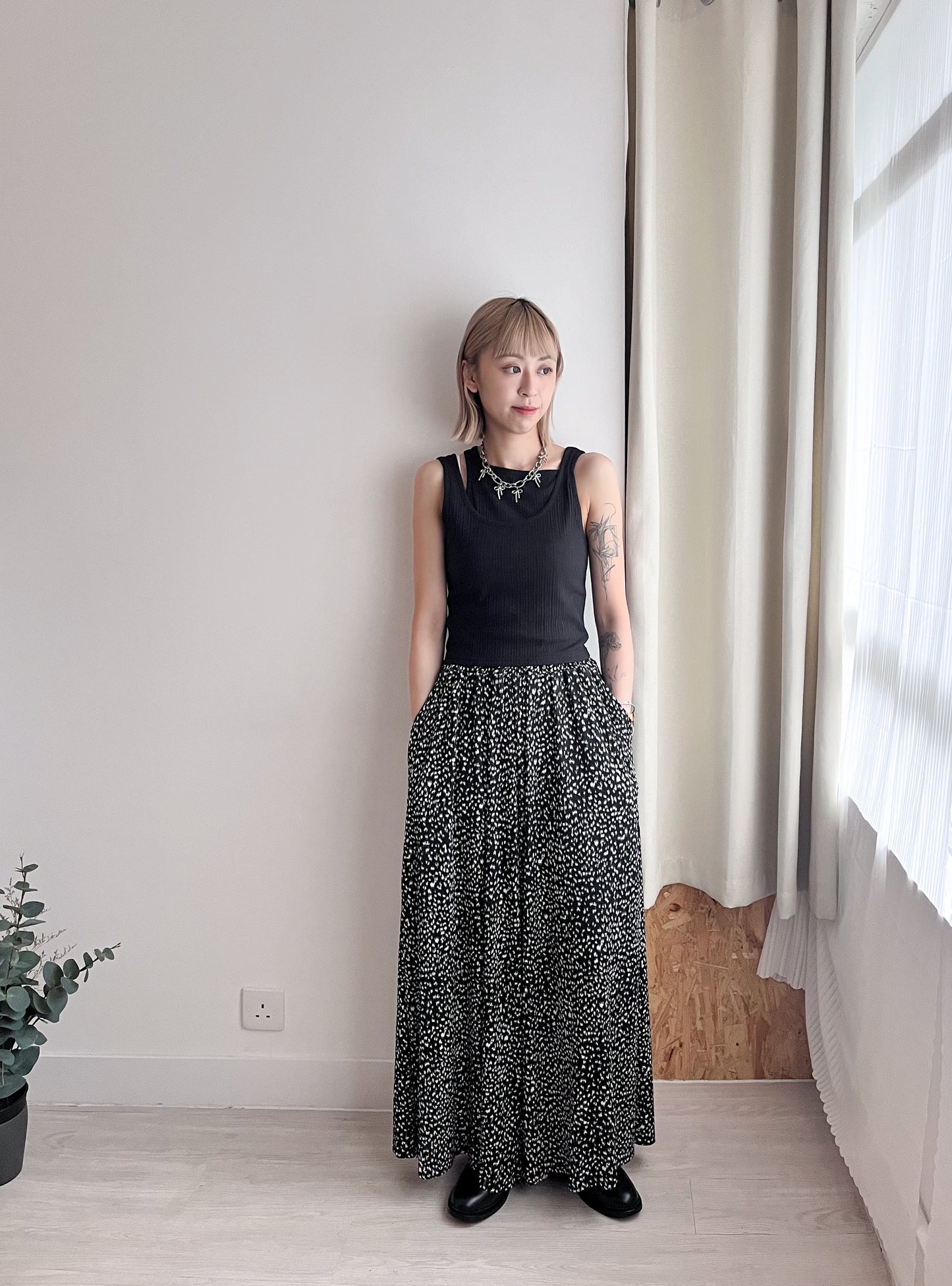 (SUMMER SALE)(現貨) dots wide pants(black/white)