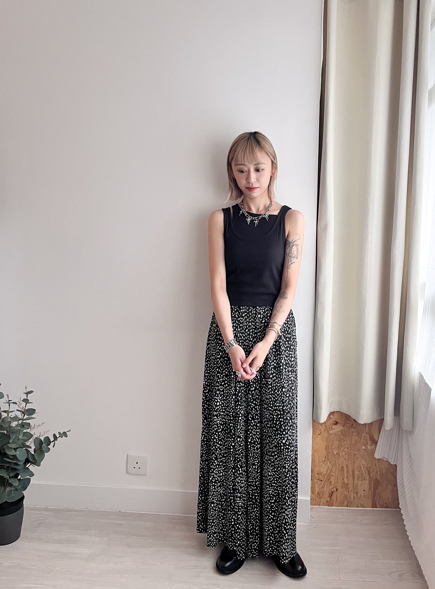 (SUMMER SALE)(現貨) dots wide pants(black/white)