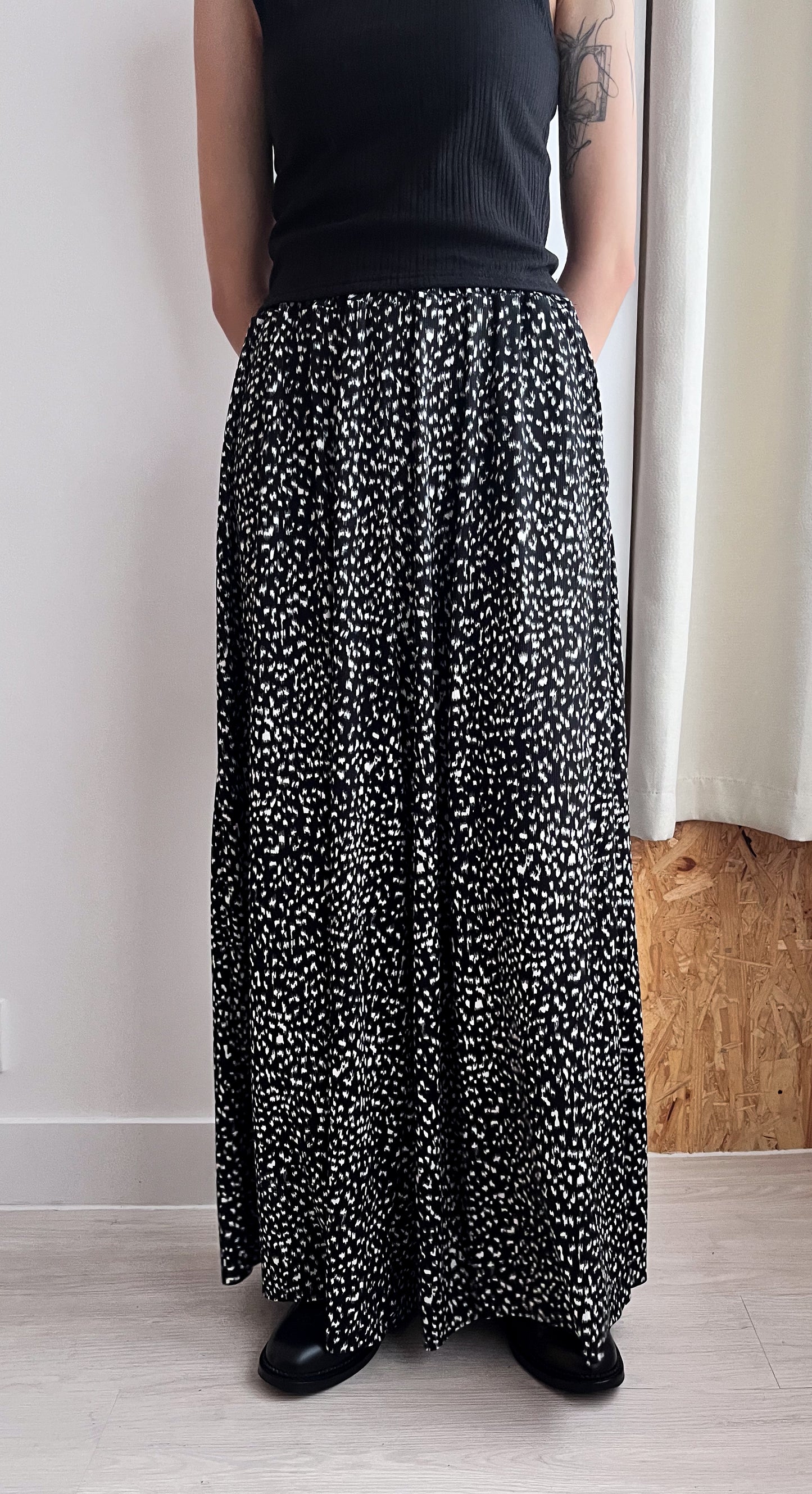 (SUMMER SALE)(現貨) dots wide pants(black/white)