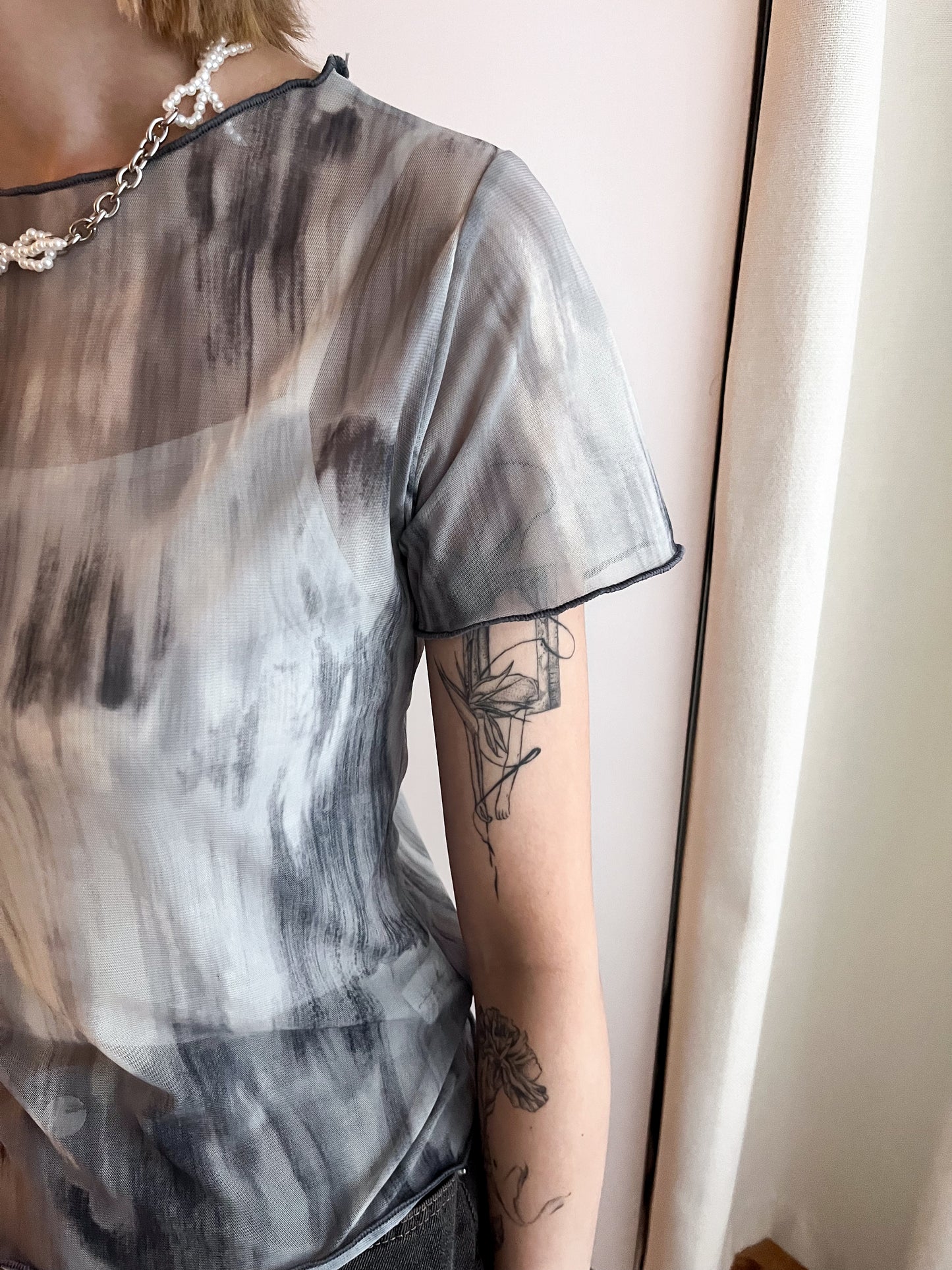 (sale)tie-dye sheer tee(black)