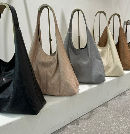 faux leather triangle bag(black/beige/brown/grey/white)