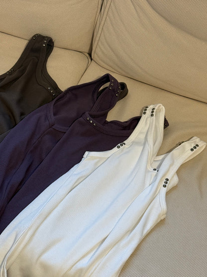 rivet tank top (brown/purple/white) 少量現貨