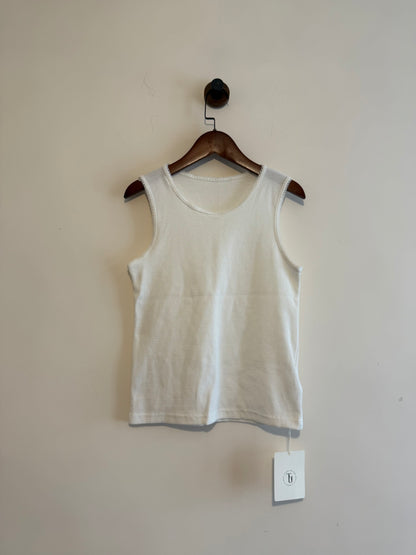 summer sale- waffle vest (white/brown)