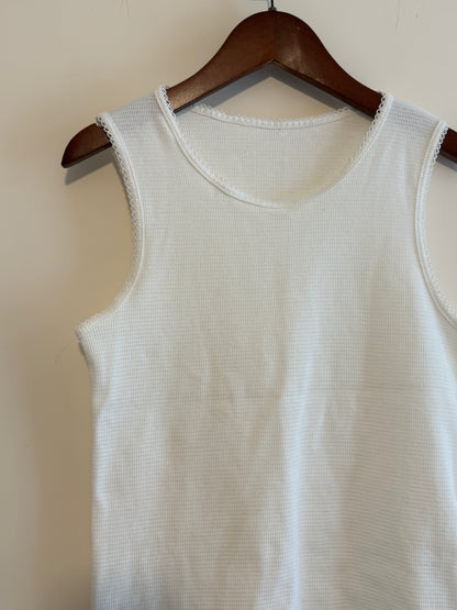 summer sale- waffle vest (white/brown)