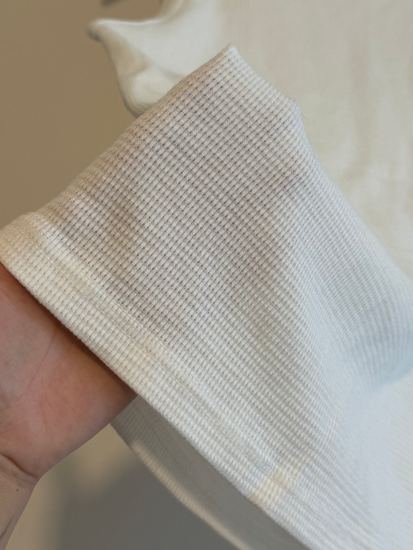 summer sale- waffle vest (white/brown)