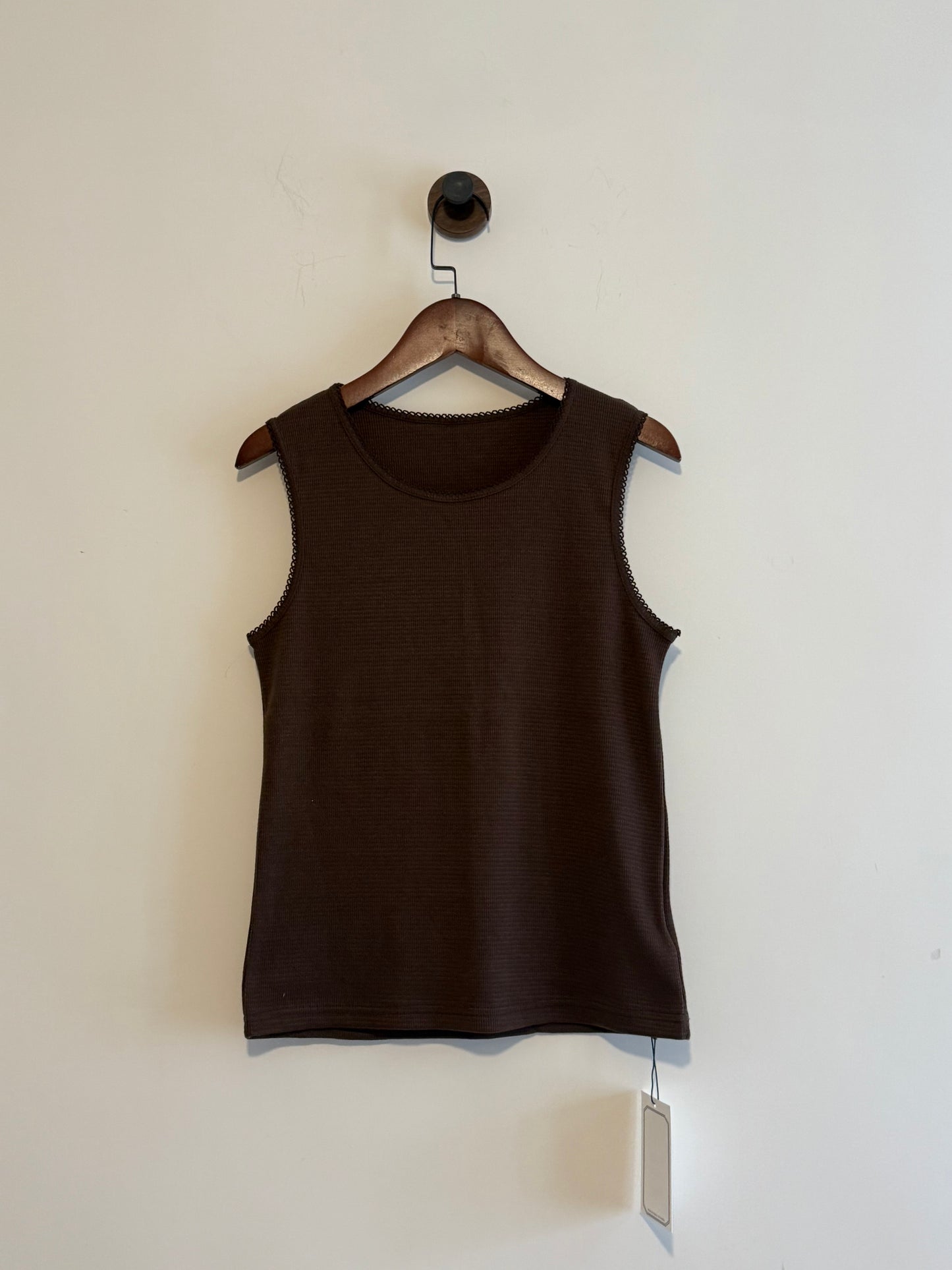 summer sale- waffle vest (white/brown)