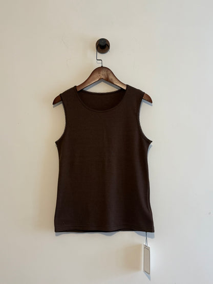 summer sale- waffle vest (white/brown)