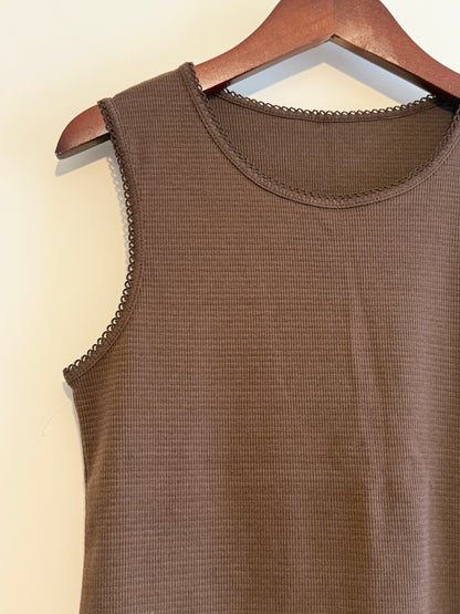 summer sale- waffle vest (white/brown)