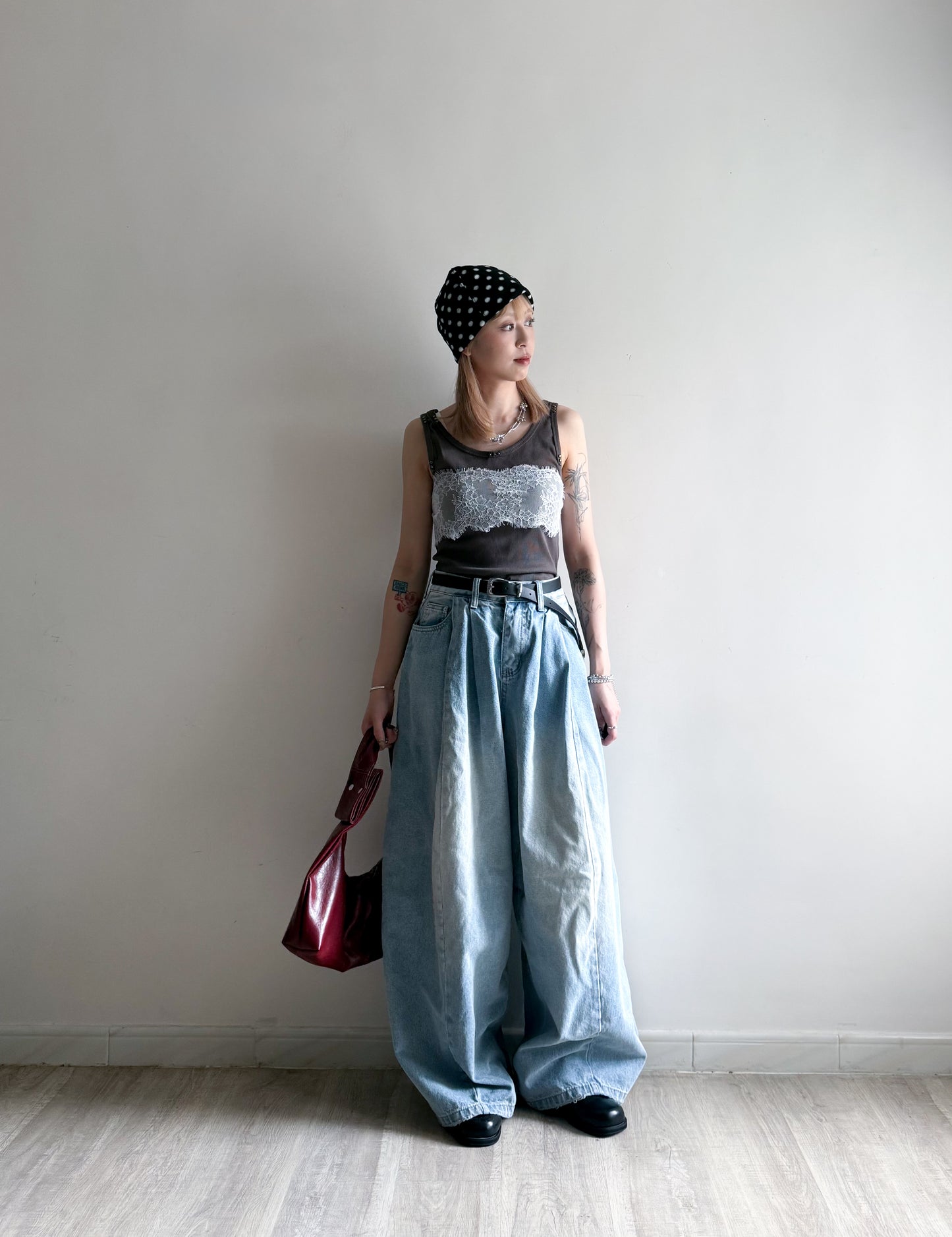 rivet tank top (brown/purple/white) 少量現貨