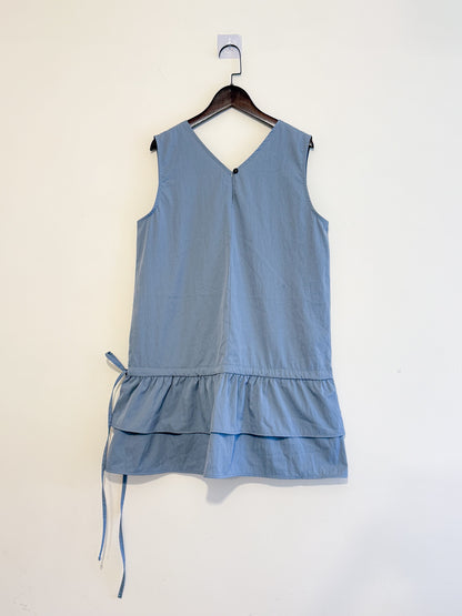 v neck ruffle vest(blue/charcoal) 現貨