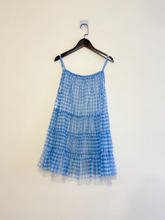 summer sale-baby blue checker vest