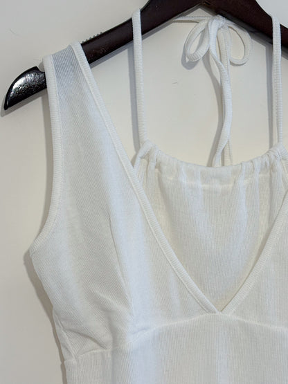 double neck tank top(ivory/charcoal) 夏天must have items! 現貨