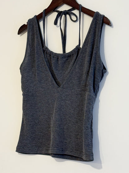 double neck tank top(ivory/charcoal) 夏天must have items! 現貨