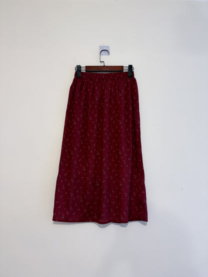 summer sale- floral satin skirt (wine)
