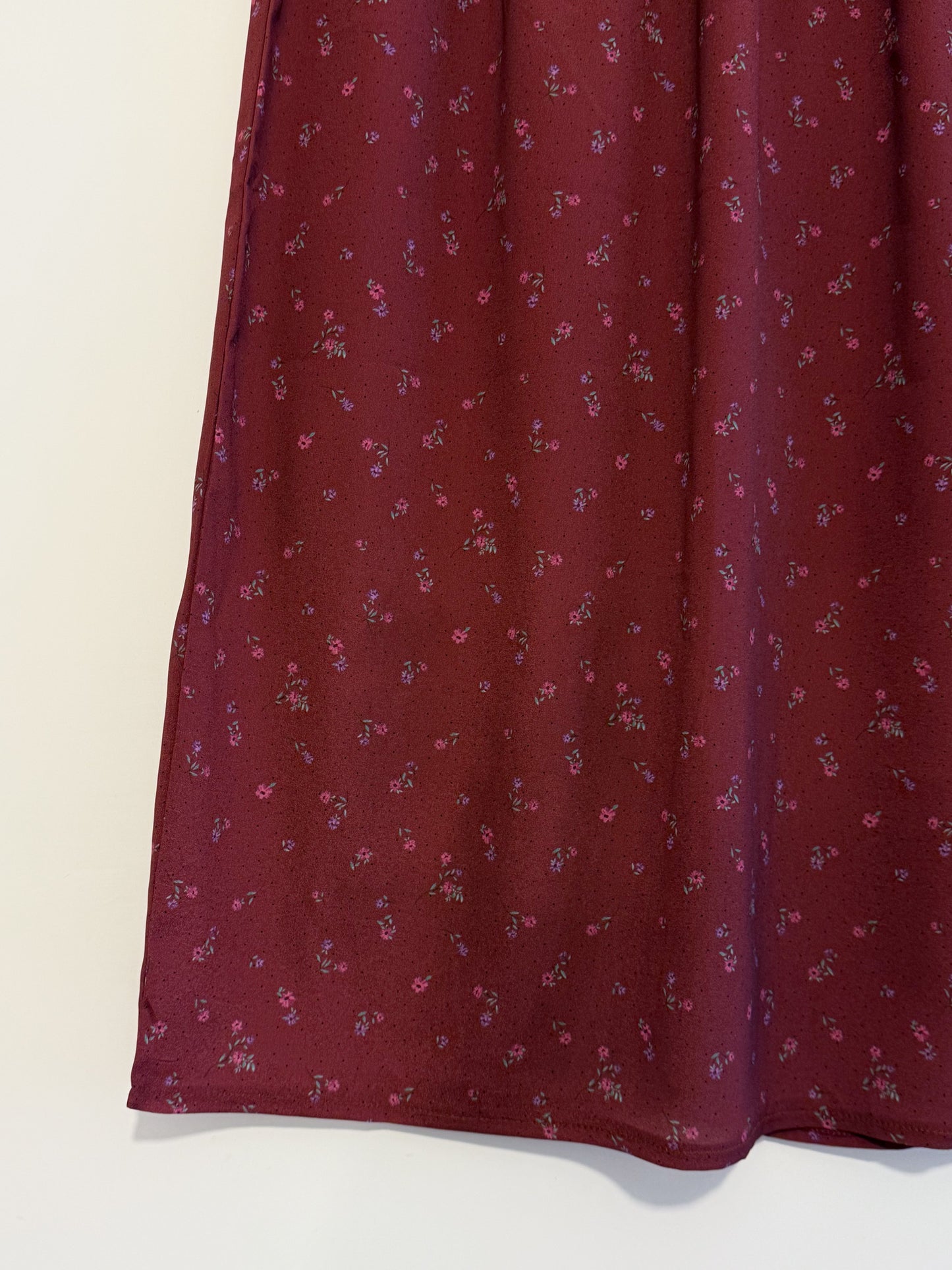 summer sale- floral satin skirt (wine)