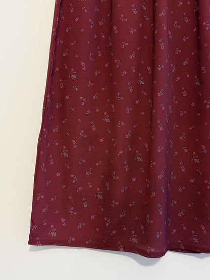 summer sale- floral satin skirt (wine)