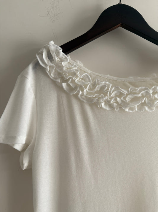 year end sale- ruffle off shoulder top(white)