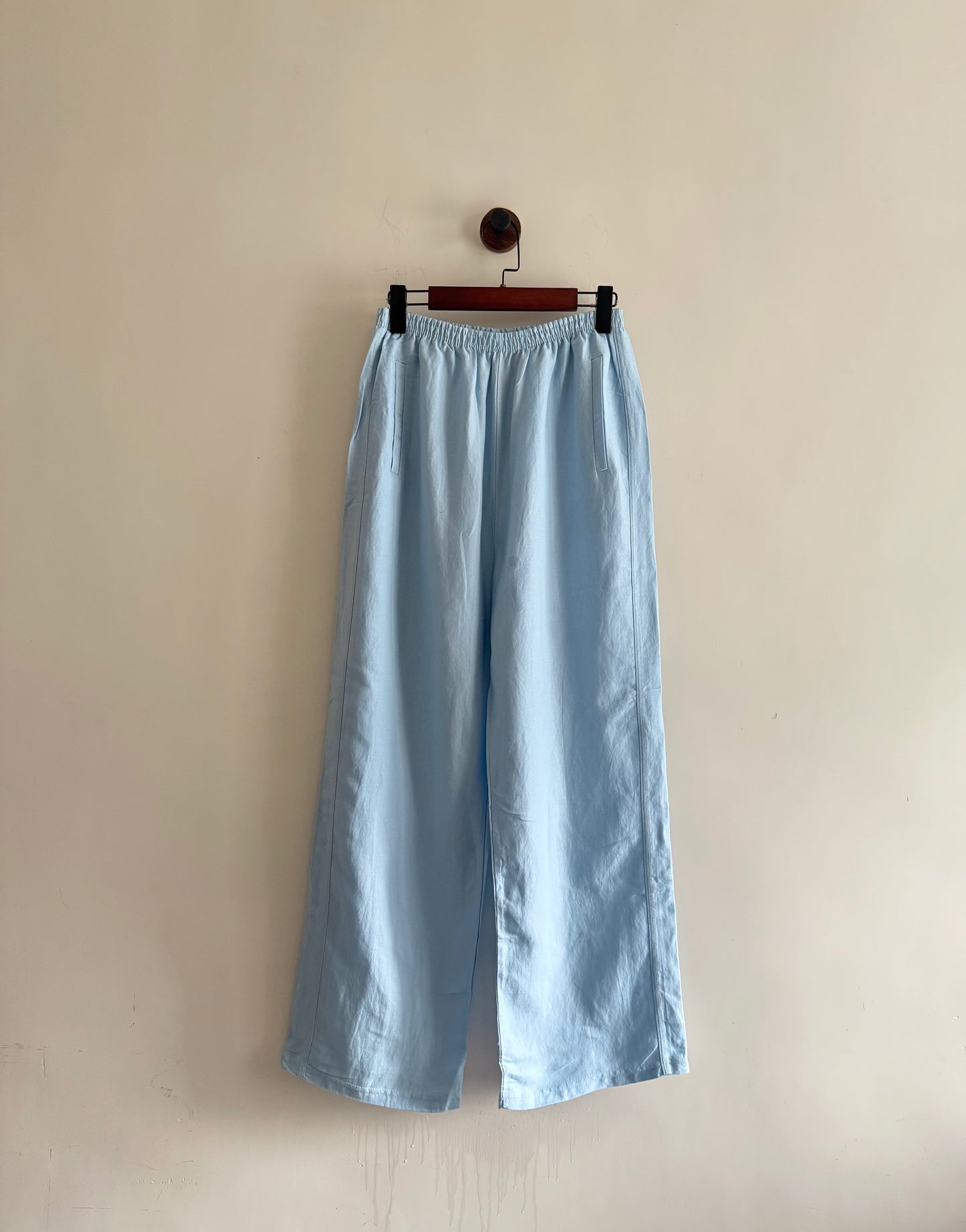 year end sale- Linen cool pants(light blue/black) 現貨