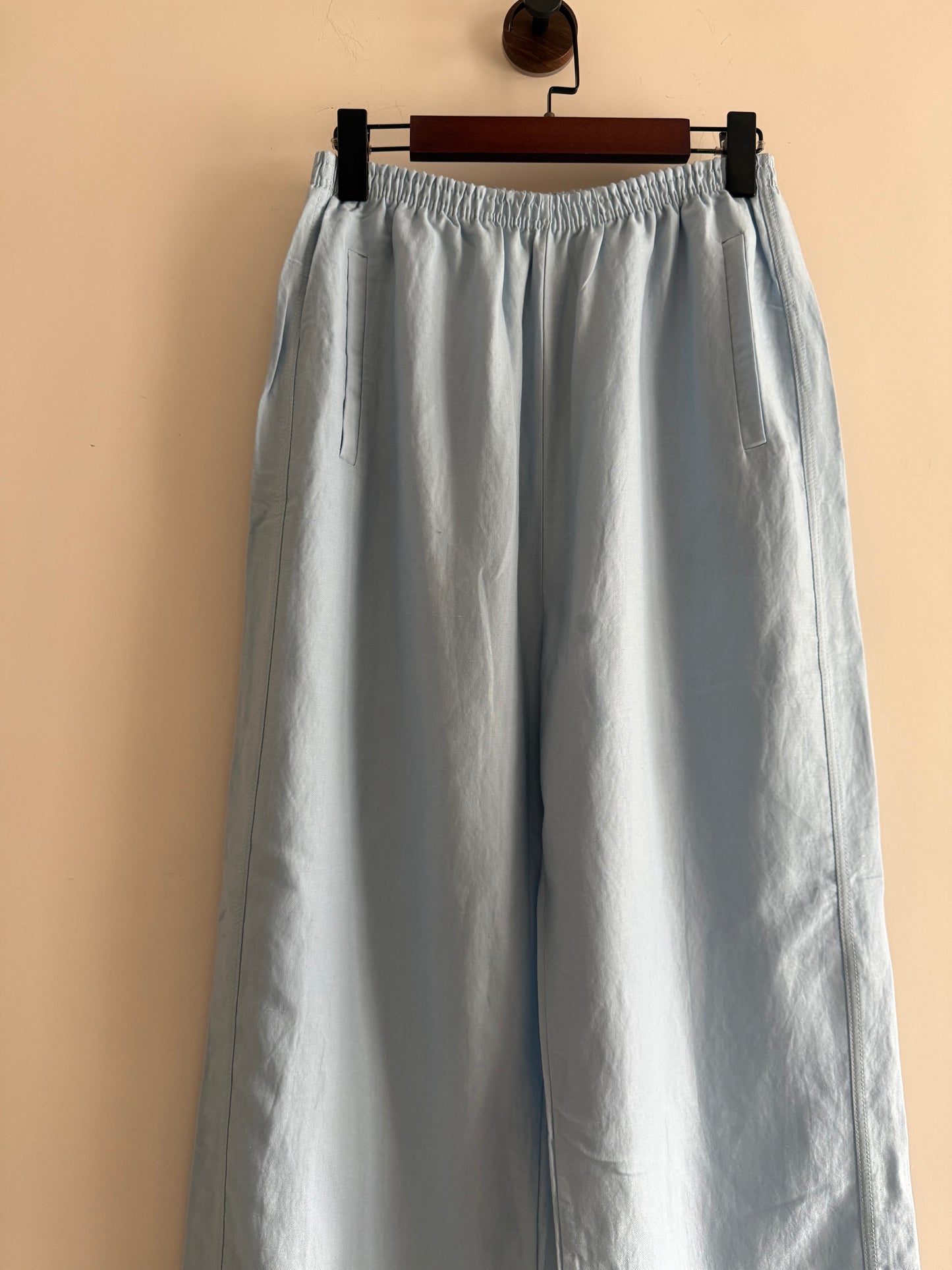year end sale- Linen cool pants(light blue/black) 現貨