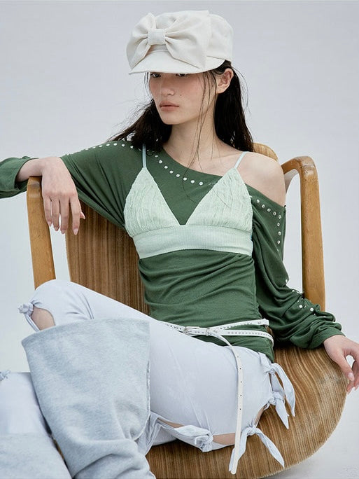 韓國代購：AWESOME NEEDS BELL BOY CAP RIBBON(DOT BLACK/DOT CREAM)