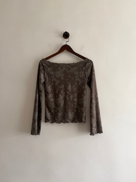 fafa off shoulder top (ivory/brown)