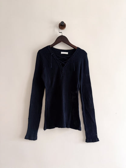 v neck slim top (blue/navy/grey/white)