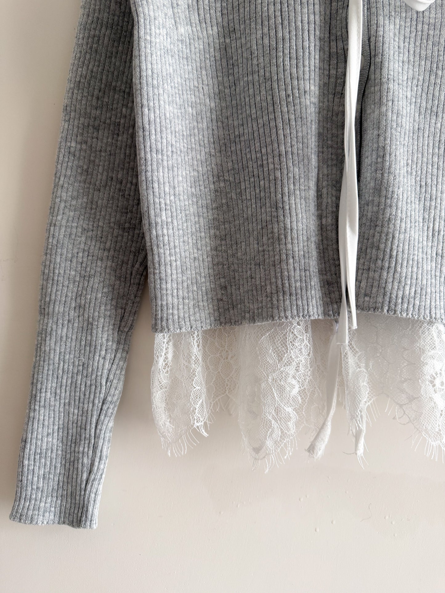 SALE-lace knit cardigan(grey/ivory/black)現貨