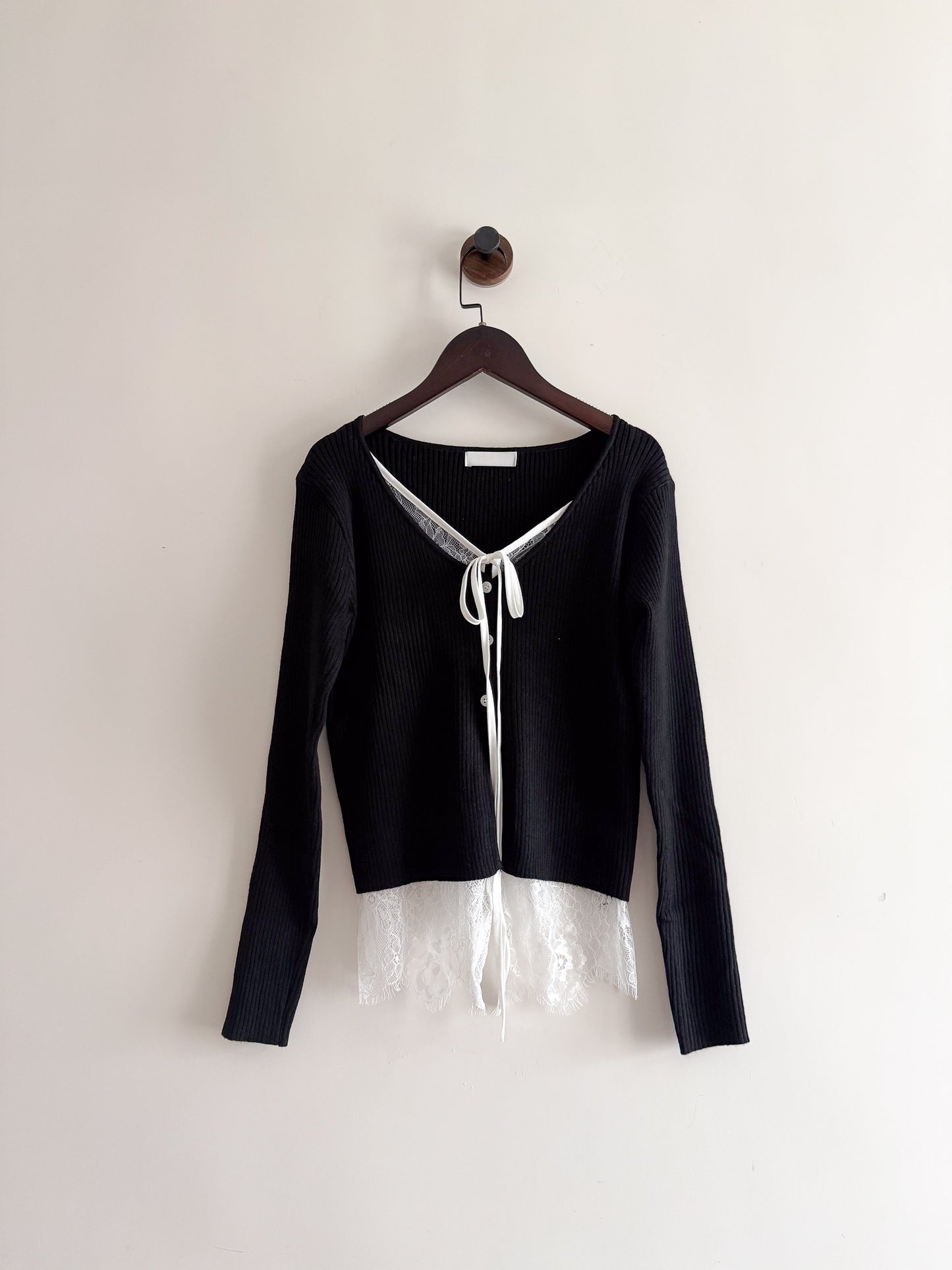 SALE-lace knit cardigan(grey/ivory/black)現貨