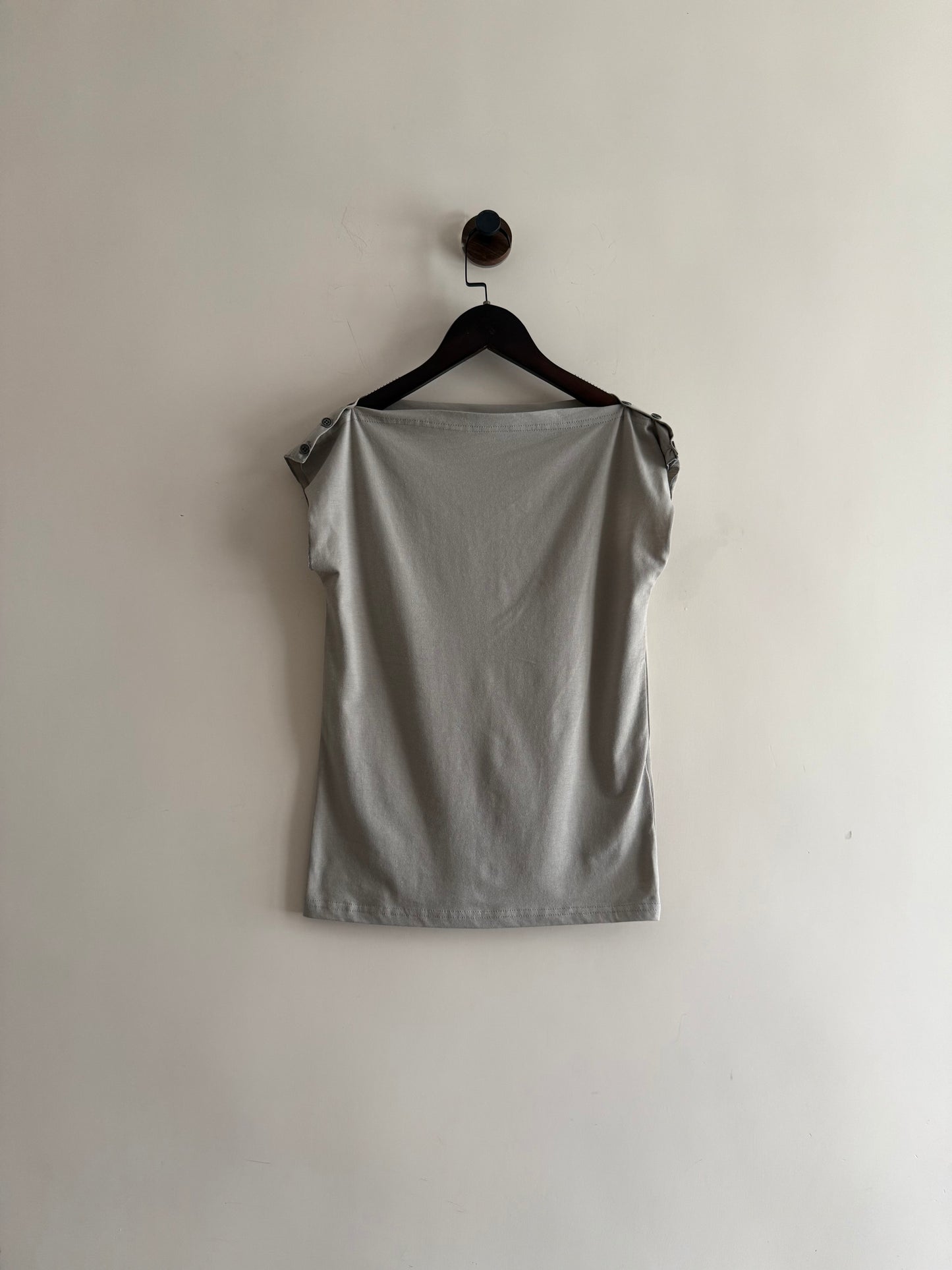 button off shoulder tee(grey/ivory)