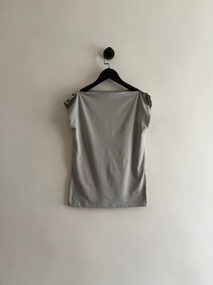 button off shoulder tee(grey/ivory)
