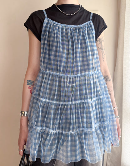 summer sale-baby blue checker vest