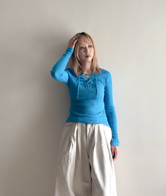v neck slim top (blue/navy/grey/white)