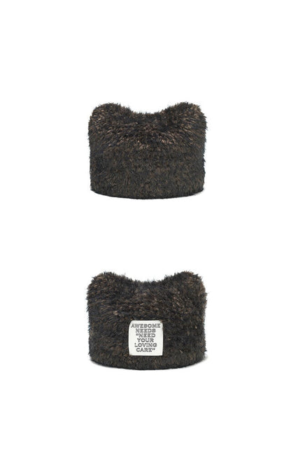 韓國代購：AWESOME NEEDS HANDICRAFT KNIT CAT HAT(GREIGE/BLACK) <限時新貨9折優惠1/12 10PM截單>