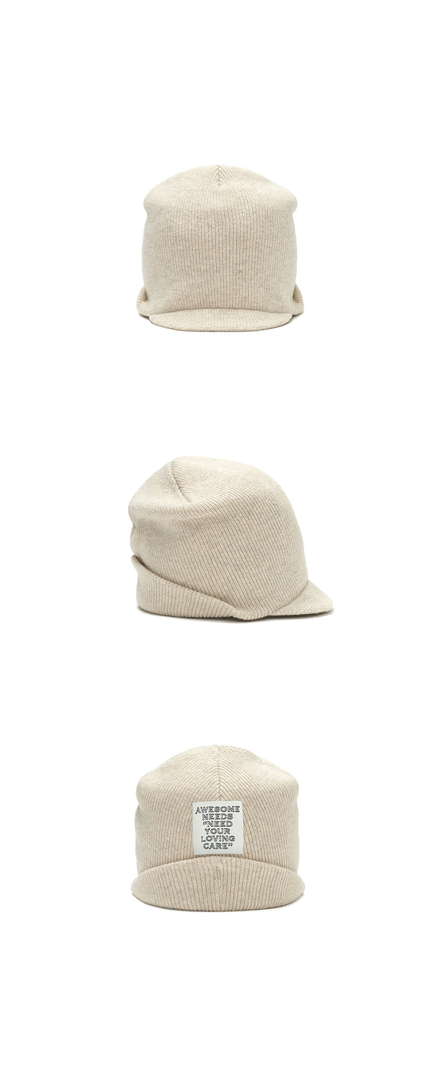 韓國代購：AWESOME NEEDS FLAP KNIT CAP (OATMEAL/BLACK) <限時新貨9折優惠1/12 10PM截單>
