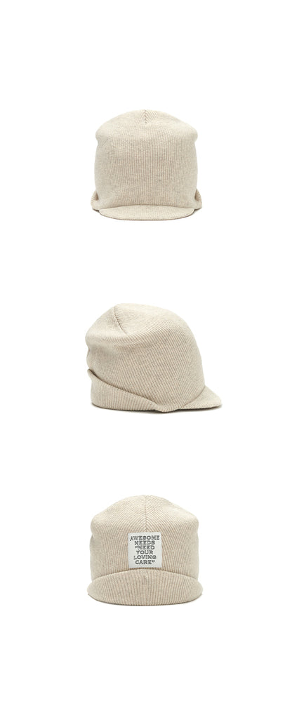 韓國代購：AWESOME NEEDS FLAP KNIT CAP (OATMEAL/BLACK) <限時新貨9折優惠1/12 10PM截單>
