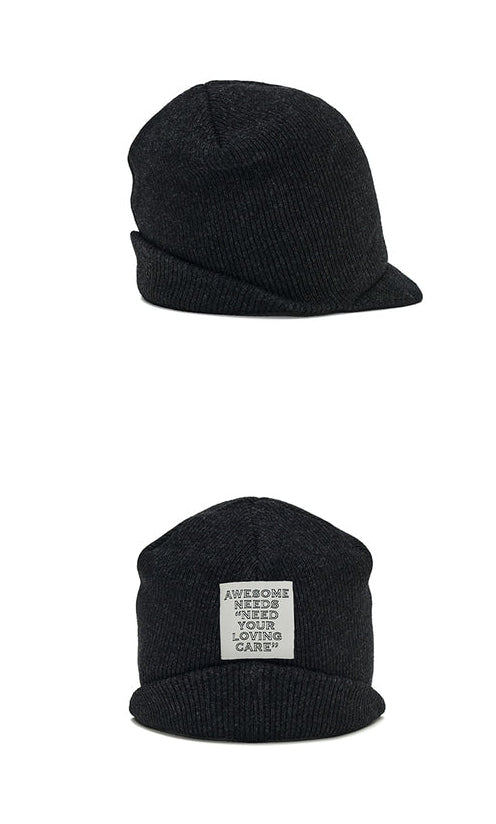 韓國代購：AWESOME NEEDS FLAP KNIT CAP (OATMEAL/BLACK) <限時新貨9折優惠1/12 10PM截單>