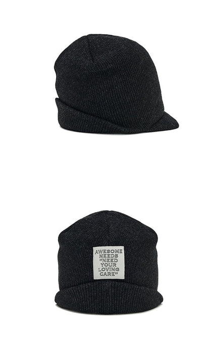 韓國代購：AWESOME NEEDS FLAP KNIT CAP (OATMEAL/BLACK) <限時新貨9折優惠1/12 10PM截單>
