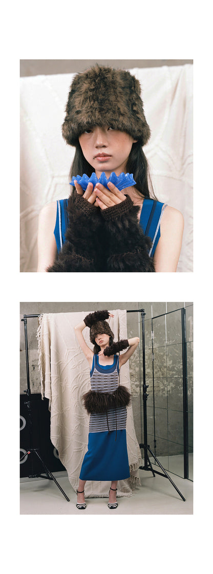 韓國代購：AWESOME NEEDS FUR LAMPSHADE HAT (CRUSH BEIGE/CRUSH BROWN) <限時新貨9折優惠1/12 10PM截單>