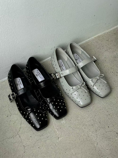 ribbon mary jane shoes(black/grey)(230-250) (PRE-ORDER)