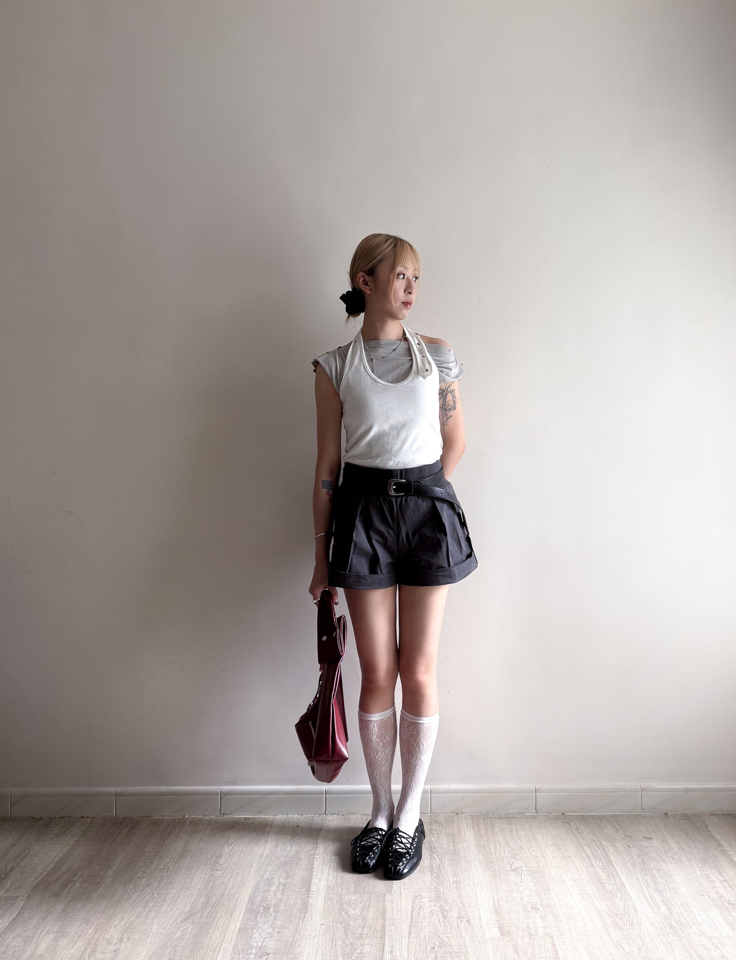 button tank top (black/wine/grey/white)
