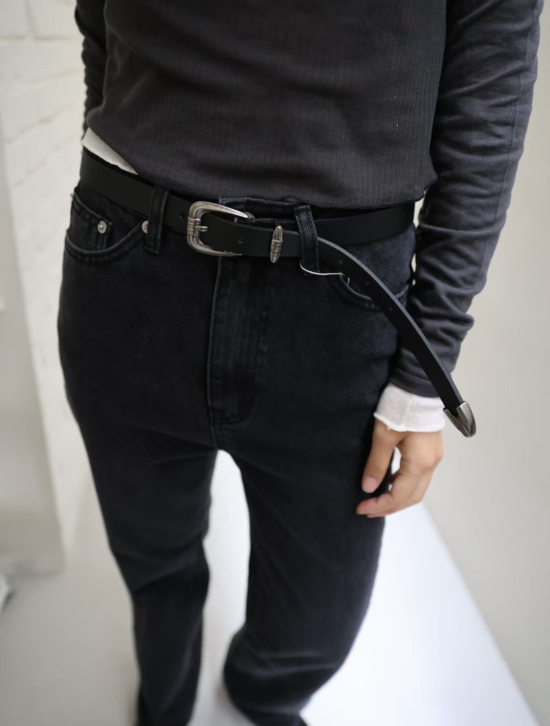 year end sale-vintage leather belt(brown/black)
