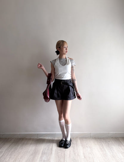 button off shoulder tee(grey/ivory)