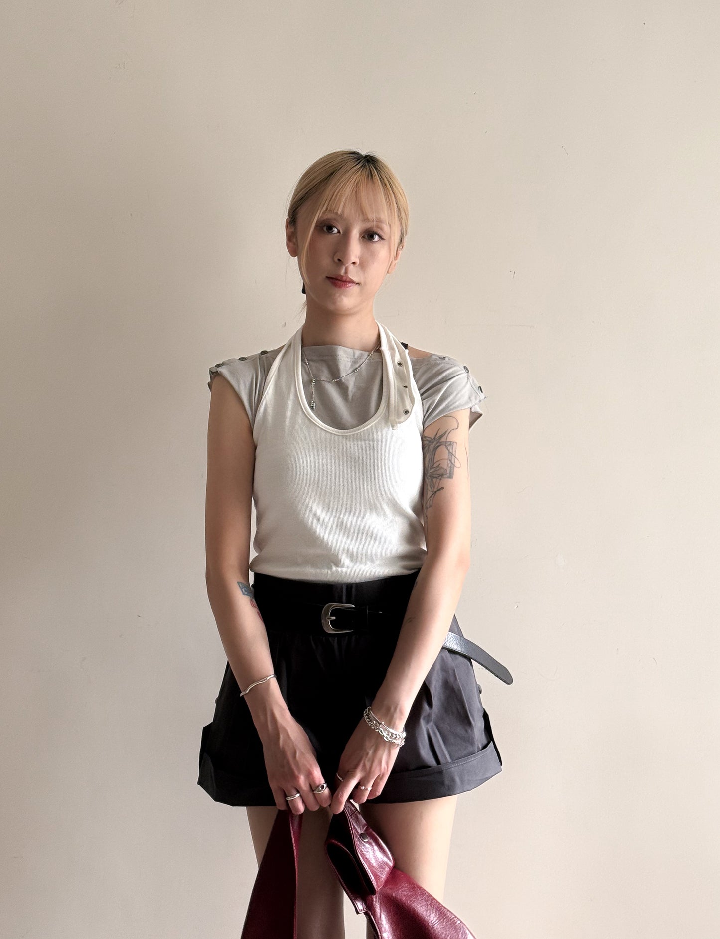 button tank top (black/wine/grey/white)