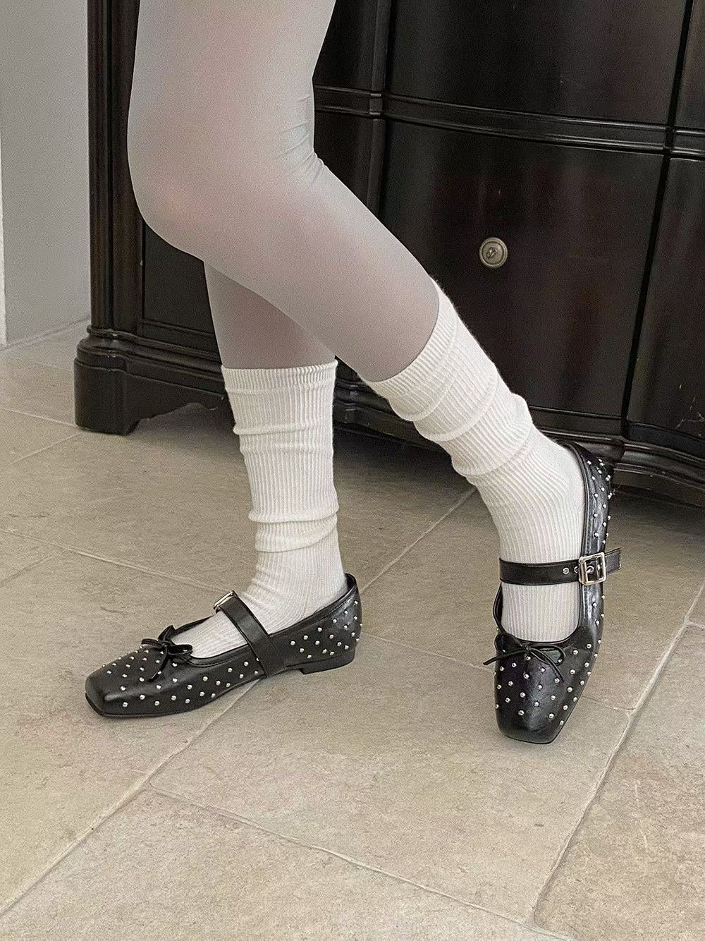 ribbon mary jane shoes(black/grey)(230-250) (PRE-ORDER)