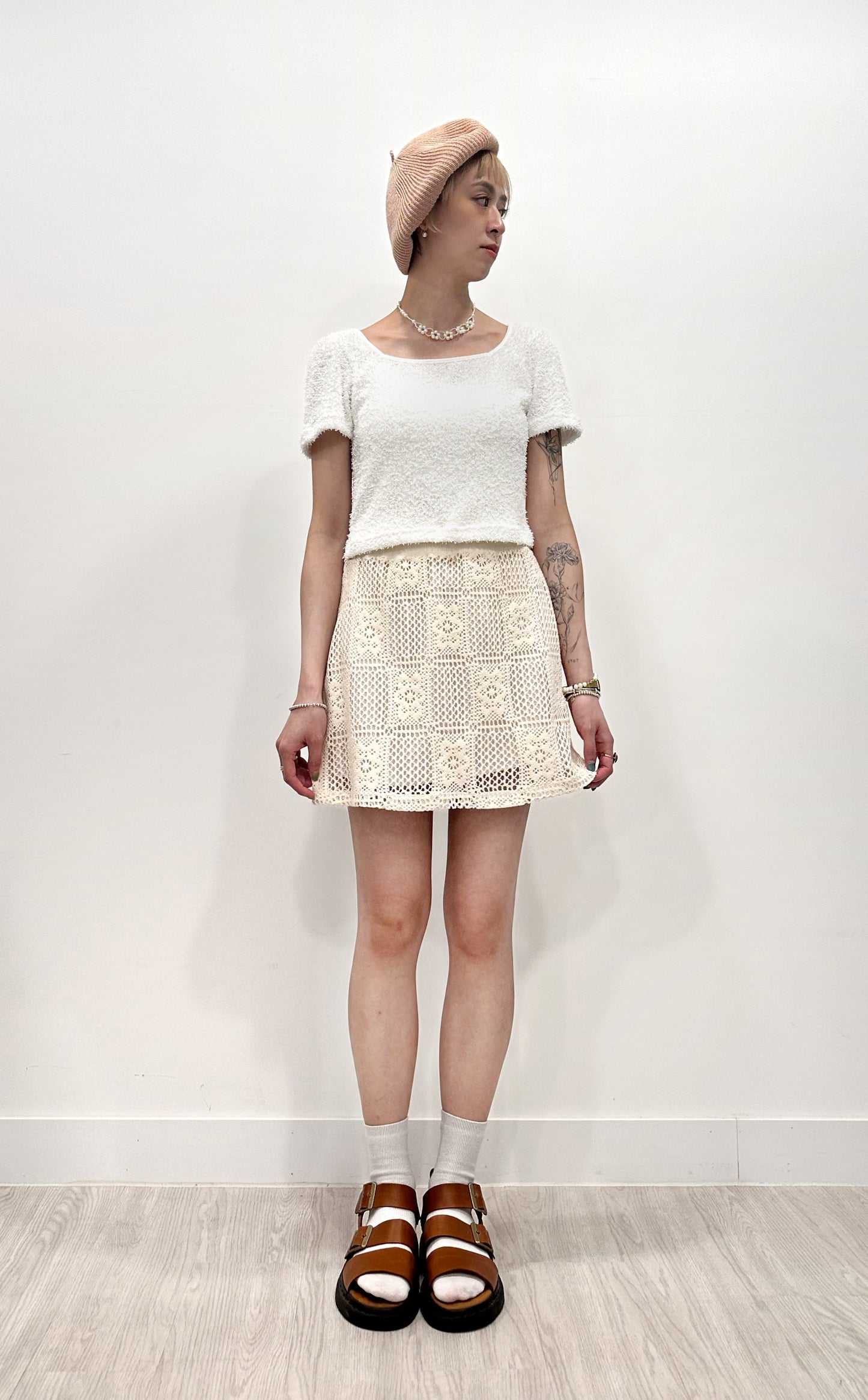 (sale) FAFA KNIT MINI SKIRT(CREAM)