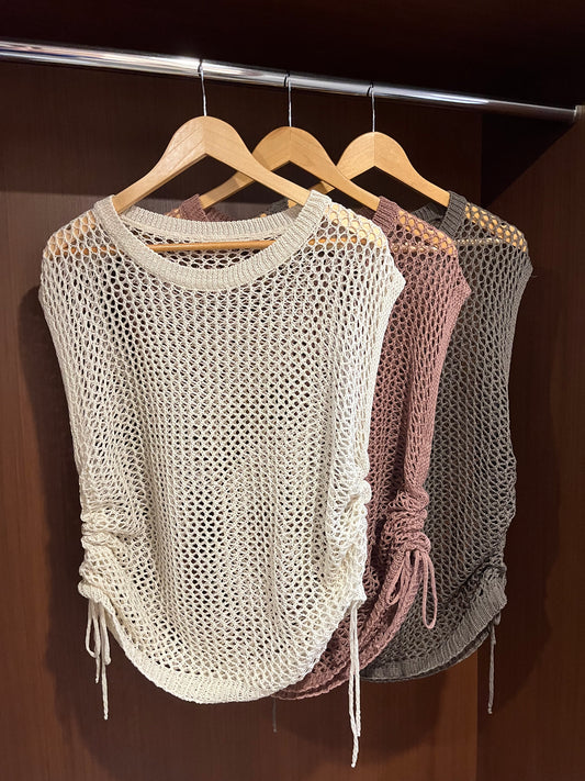 mesh vest(brown/pink/cream) 少量現貨