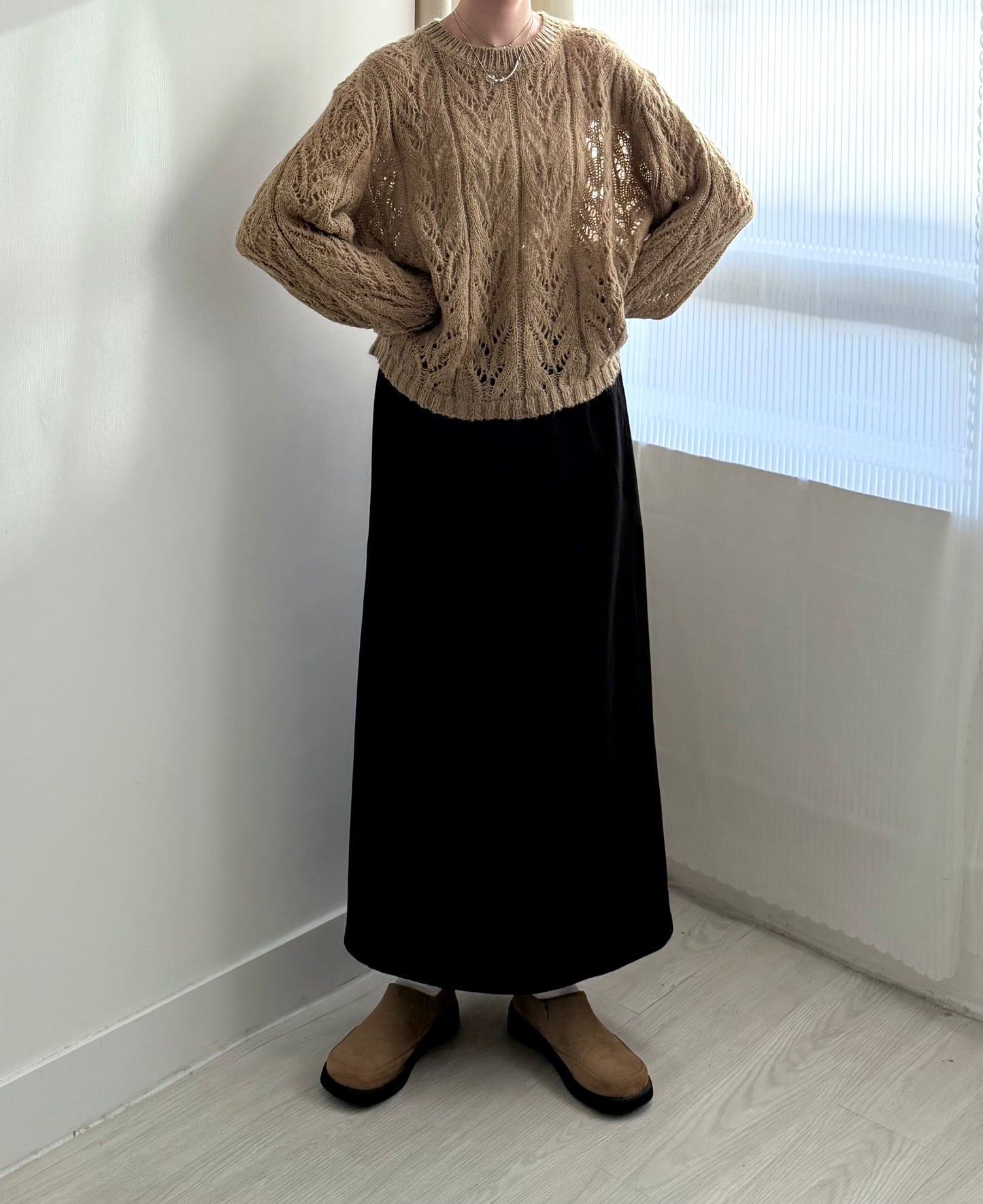 essential cotton skirt （charcoal / black）現貨*