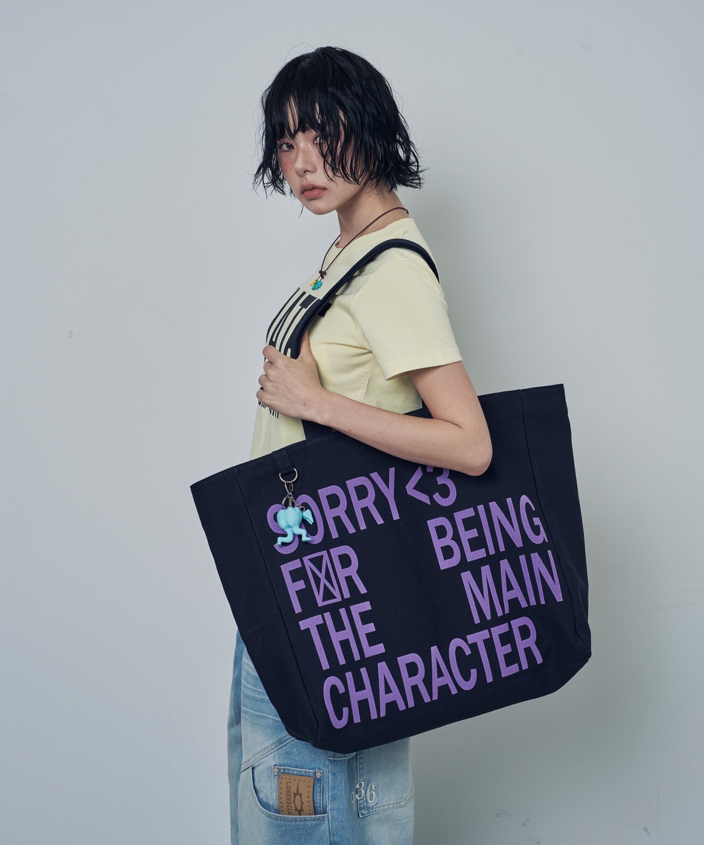（韓國代購）LSC SLOGAN LOGO BIG ECO BAG (purple/pink/navy/mint)
